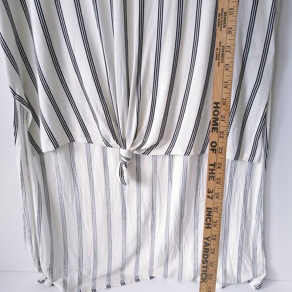 Love Fire L Sleeveless Top Muscle Tee Hi-Lo Hem Tie Front Stripes Soft Stretchy - Picture 10 of 10